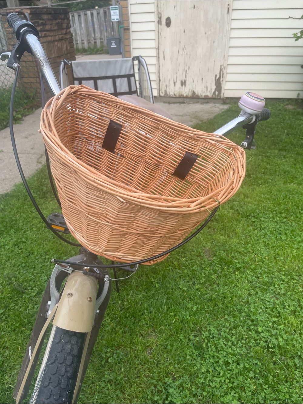 Woven Rattan Bicycle Front Basket - Natural Brown